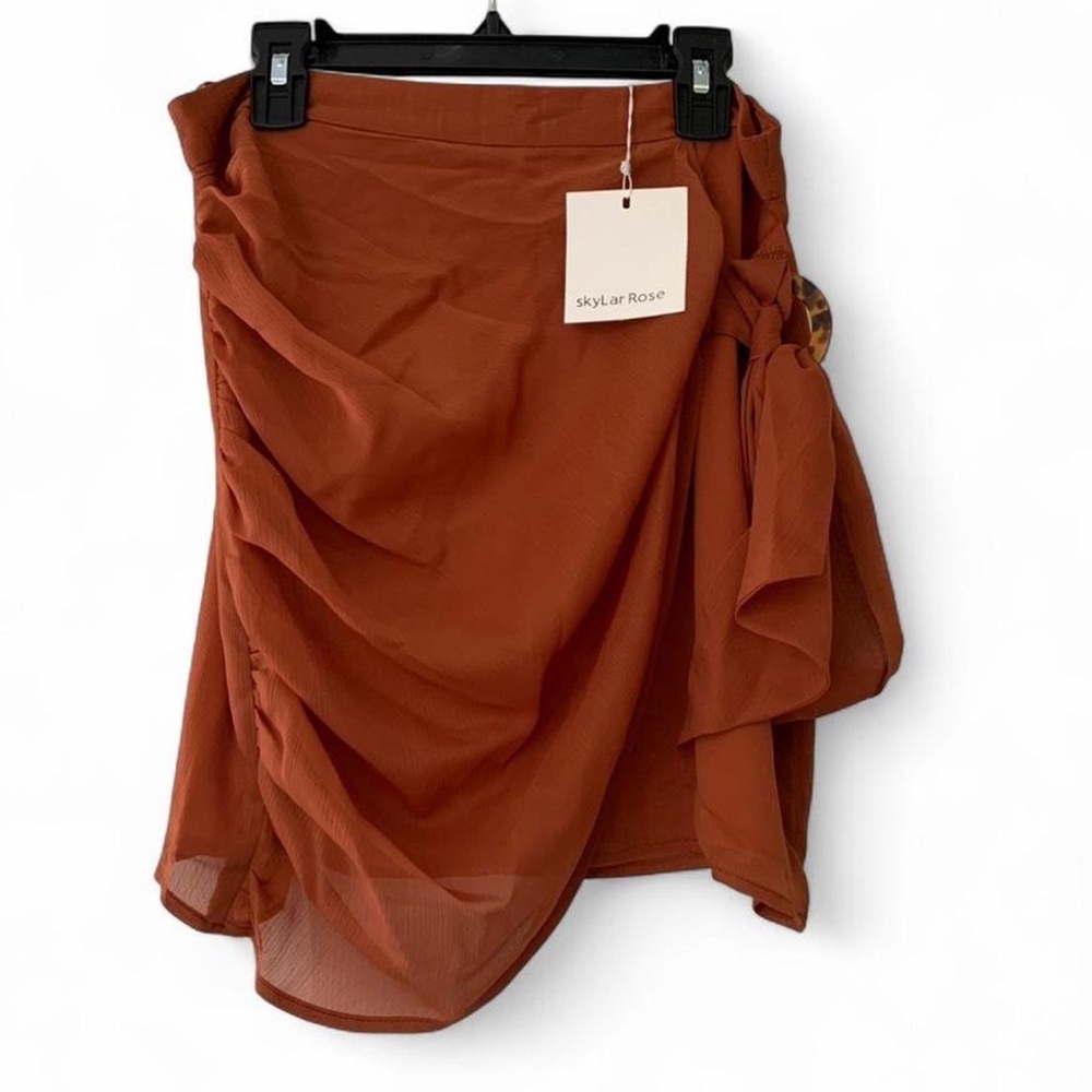 New Coquette Asymmetrical Rust Wrap Skirt with Side Tie size M